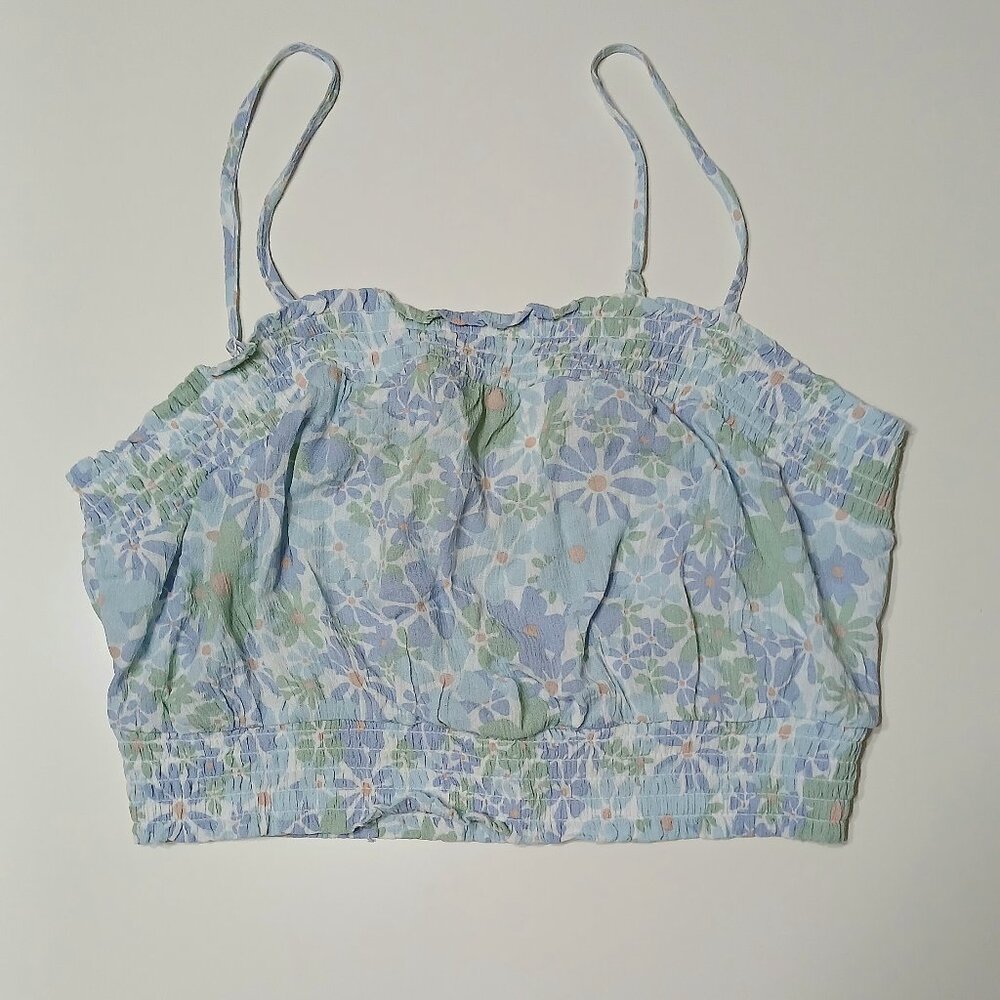 Women's Juniors' HIPPIE ROSE Blue Floral Woven Halter Cami Top- Medium/NWT